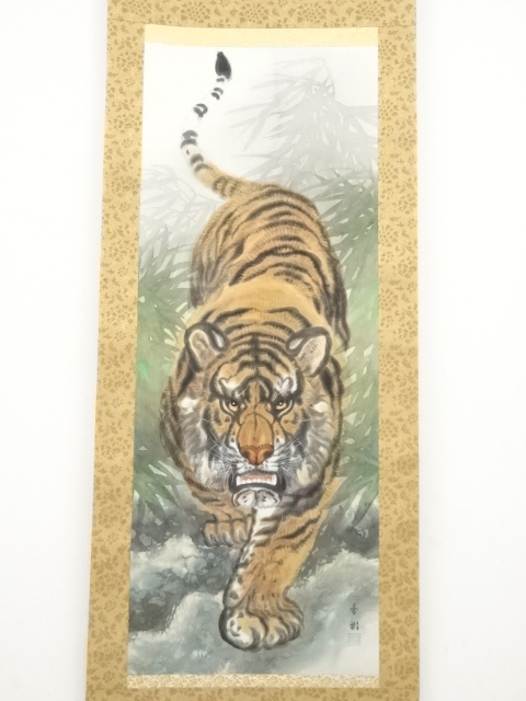 蔵整理品画家李苦蝉作肉筆掛け軸 古美術激安骨董品 R1707 C6-3<BR> 蔵
